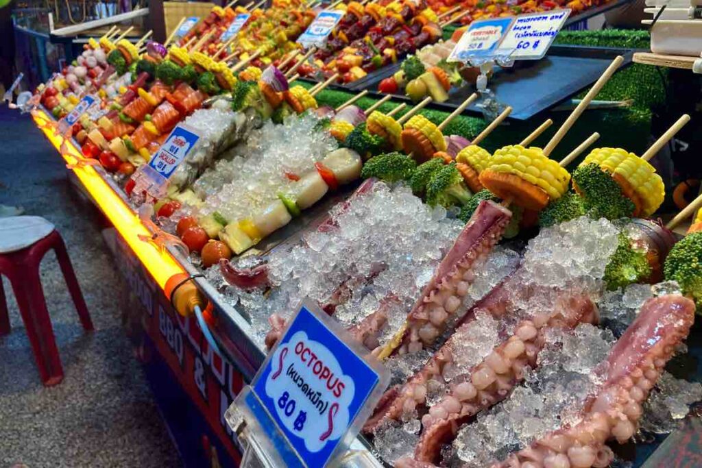 Octopus skewers at ao nang street market