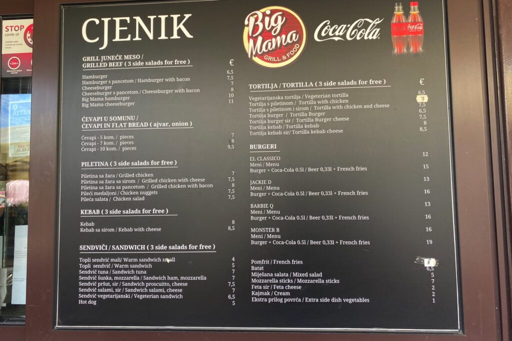 Trogir Market food prices
